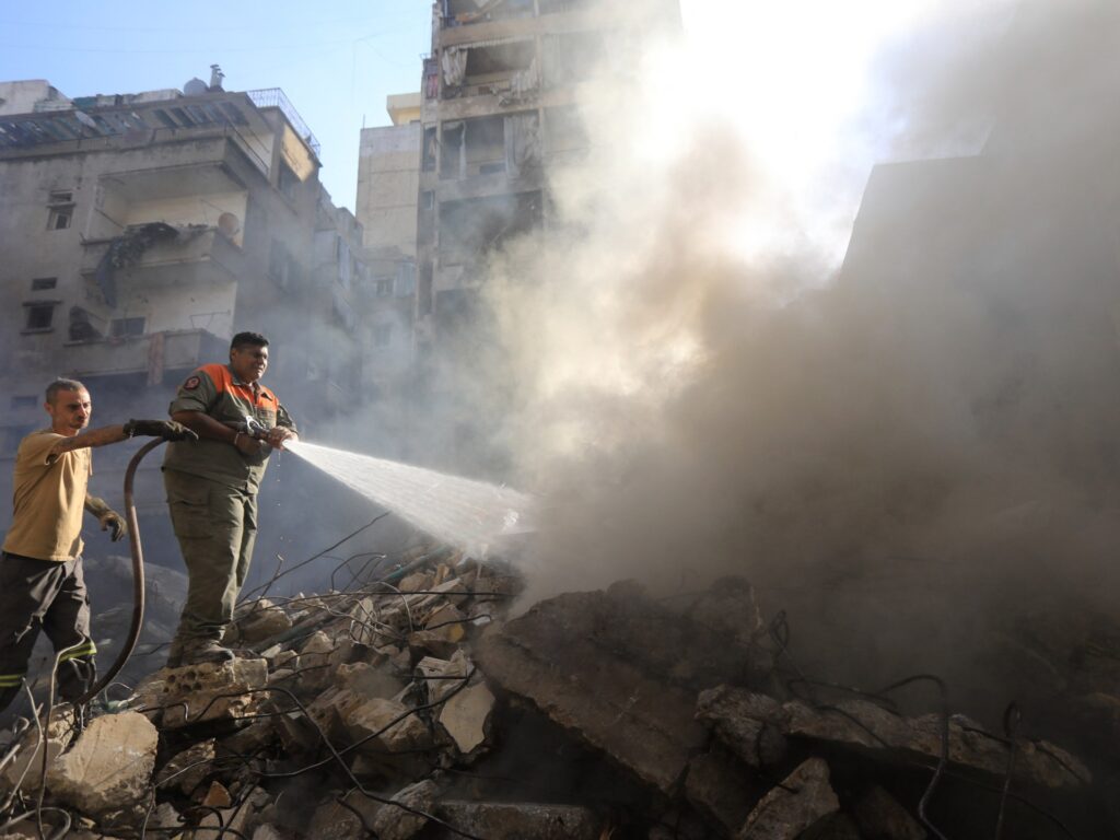 Aftermath of Israeli air strikes in central Beirut