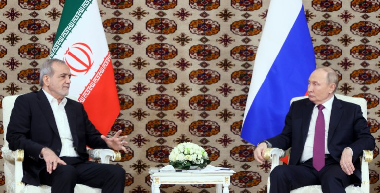 Russia’s Putin meets Iran’s Pezeshkian amid spiralling Middle East violence