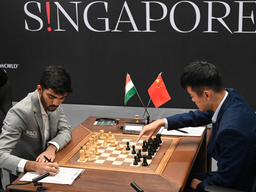 World chess champ Ding and teen challenger Gukesh tied past halfway mark