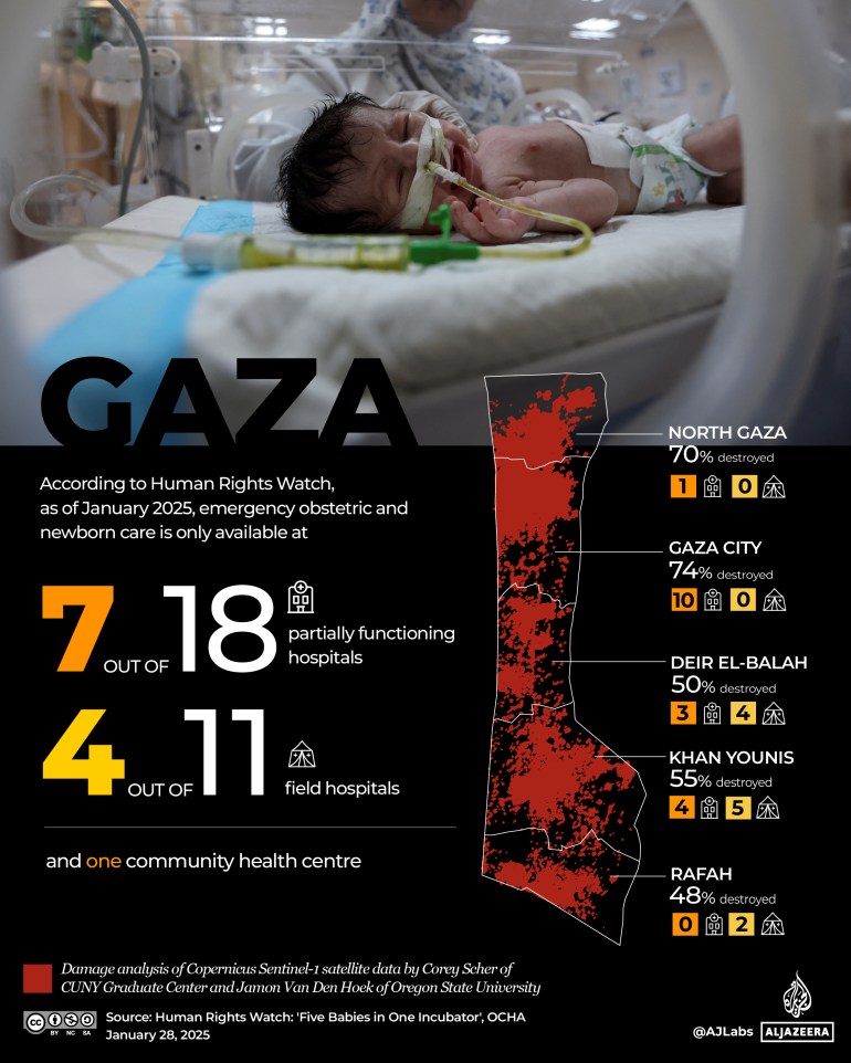 ‘Five babies in incubator’: HRW on danger to pregnant women, babies in Gaza