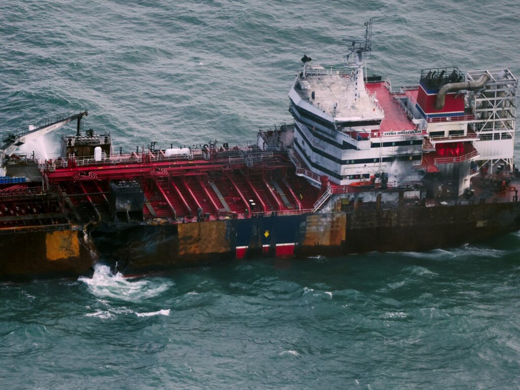 UK police arrest man over oil tanker and cargo ship collision in North Sea