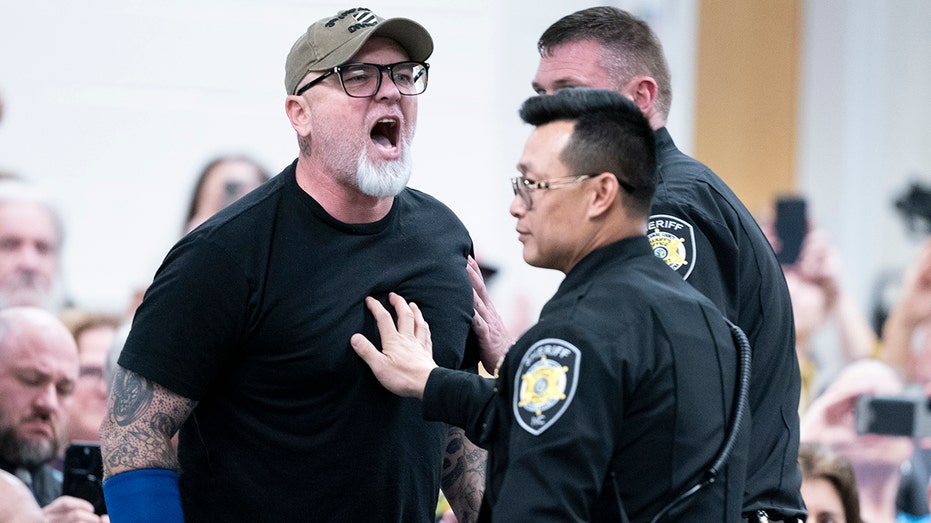 North Carolina GOP town hall turns heated as self-described veteran escorted out by security